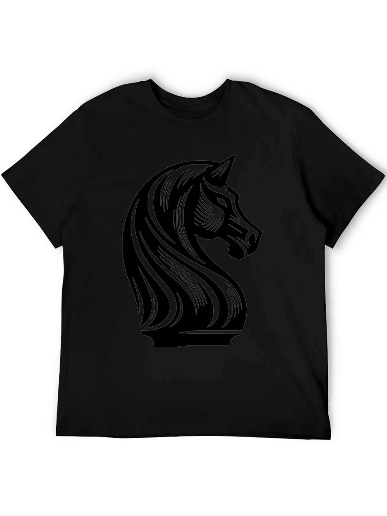 Chess Knight Graphic Tee - Sleek Black T-Shirt