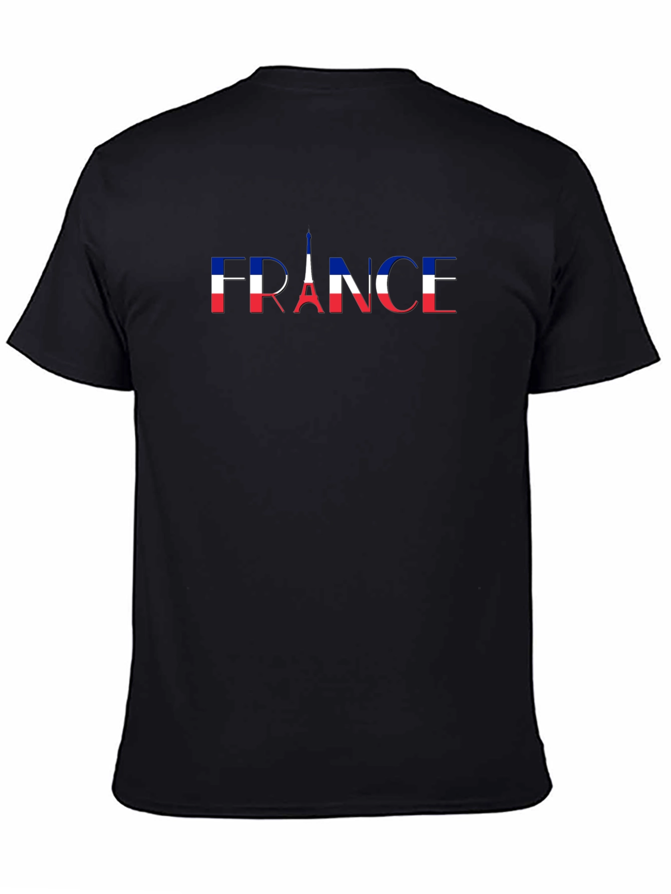 France Flag Eiffel Tower Black T-Shirt