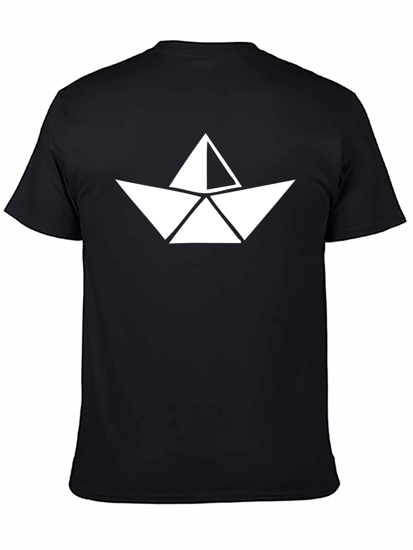 Paper Boat Graphic Tee - Black Crew Neck