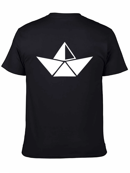 Paper Boat Graphic Tee - Black Crew Neck