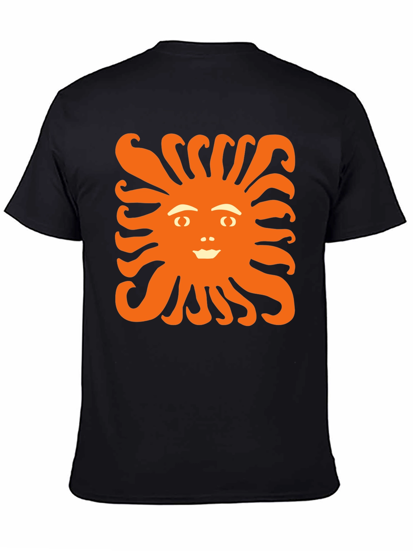 Smiling Sun Graphic Tee - Black Cotton Shirt