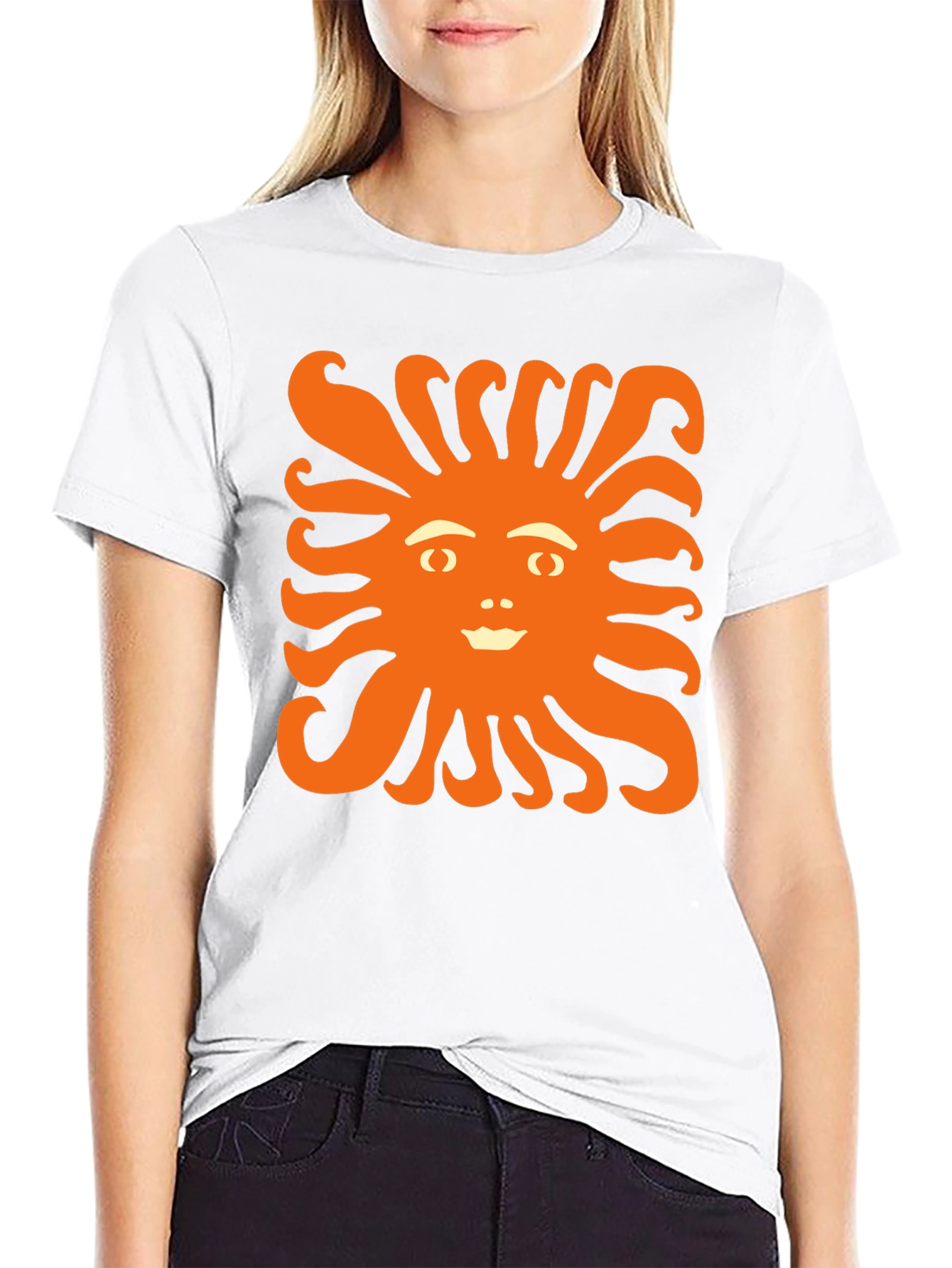 Smiling Sun Graphic Tee - Black Cotton Shirt