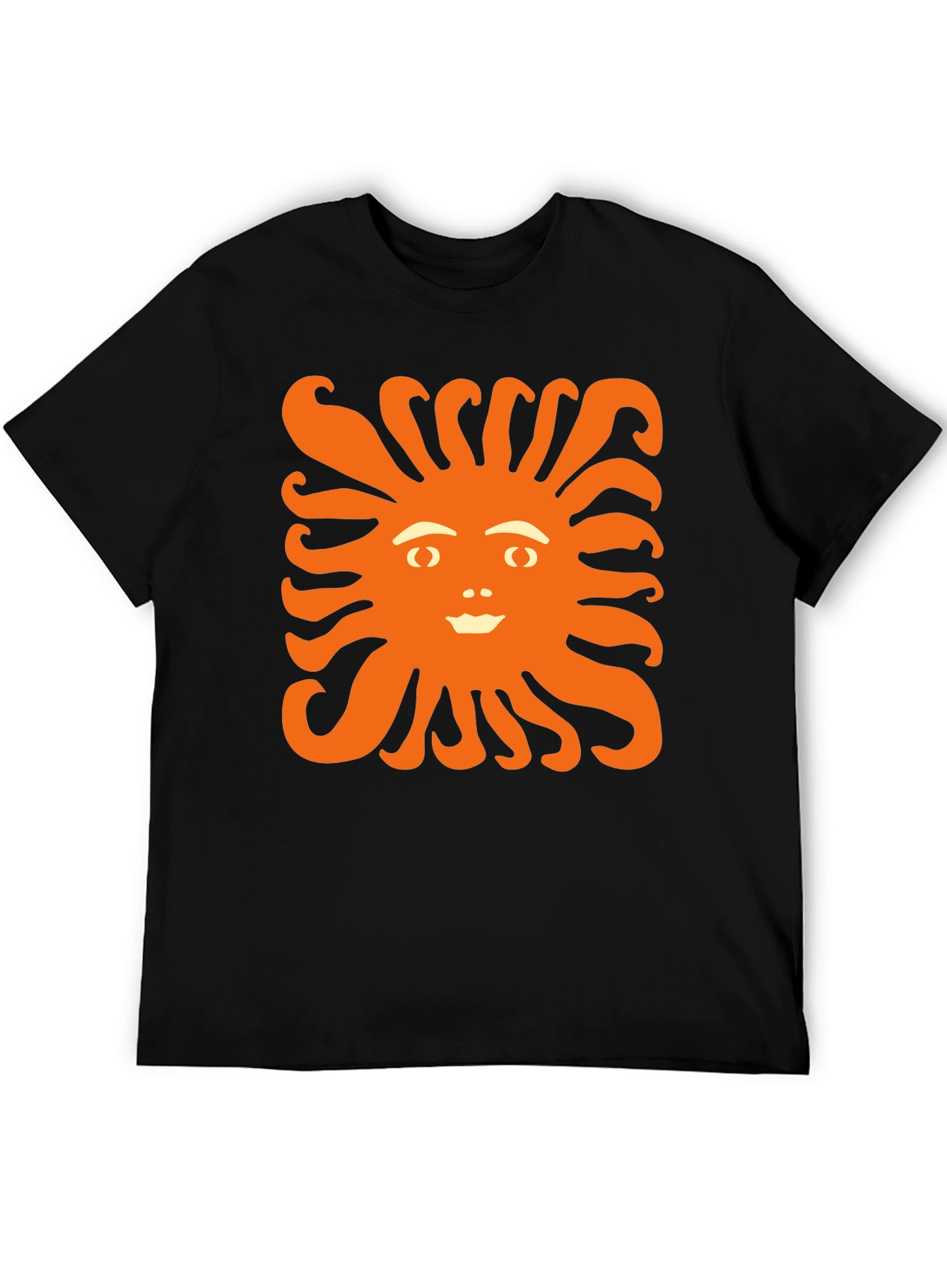 Smiling Sun Graphic Tee - Black Cotton Shirt