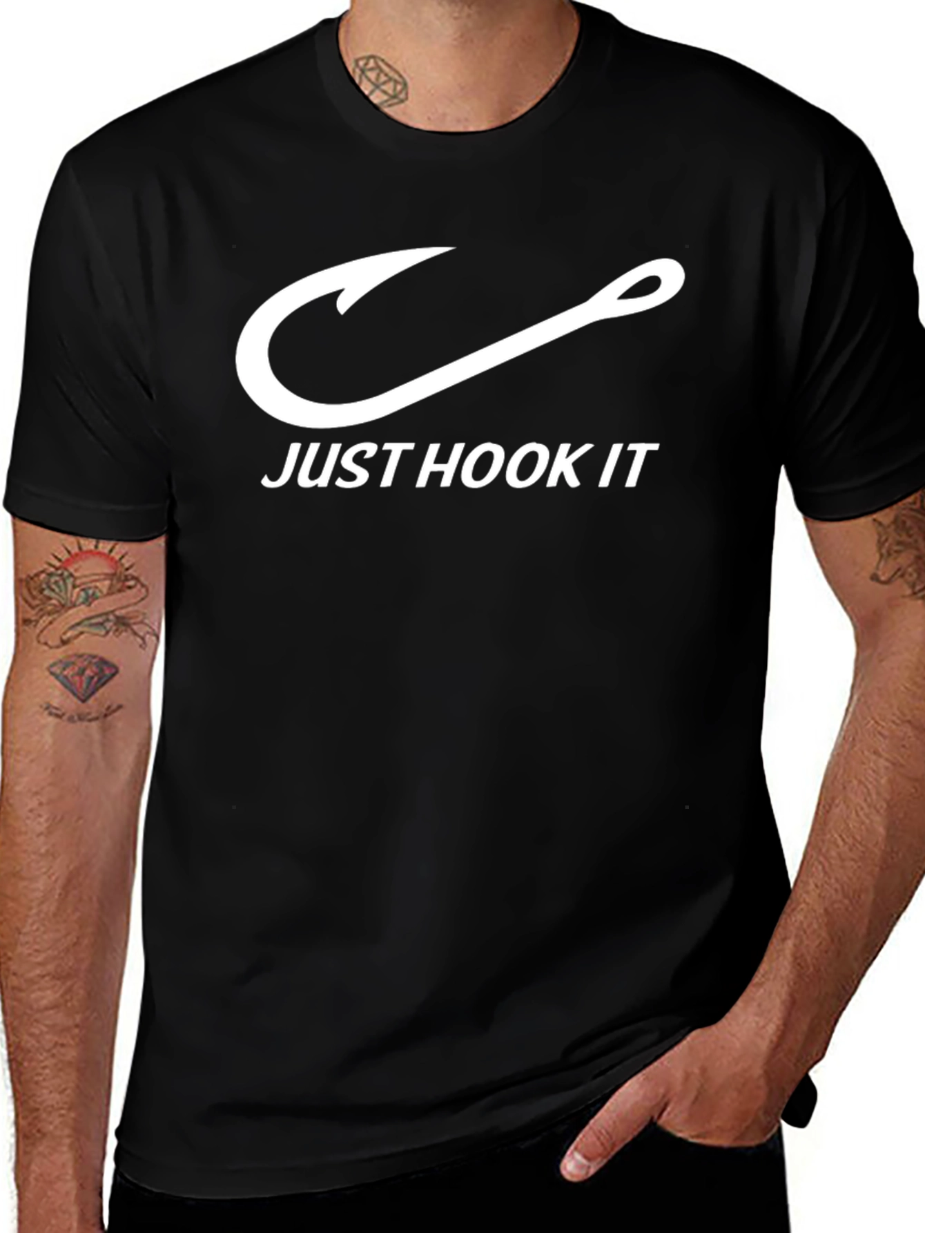 Just Hook It T-Shirt - Black Fishing Design