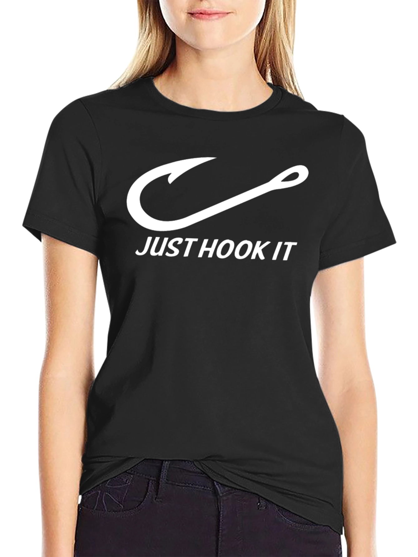 Just Hook It T-Shirt - Black Fishing Design