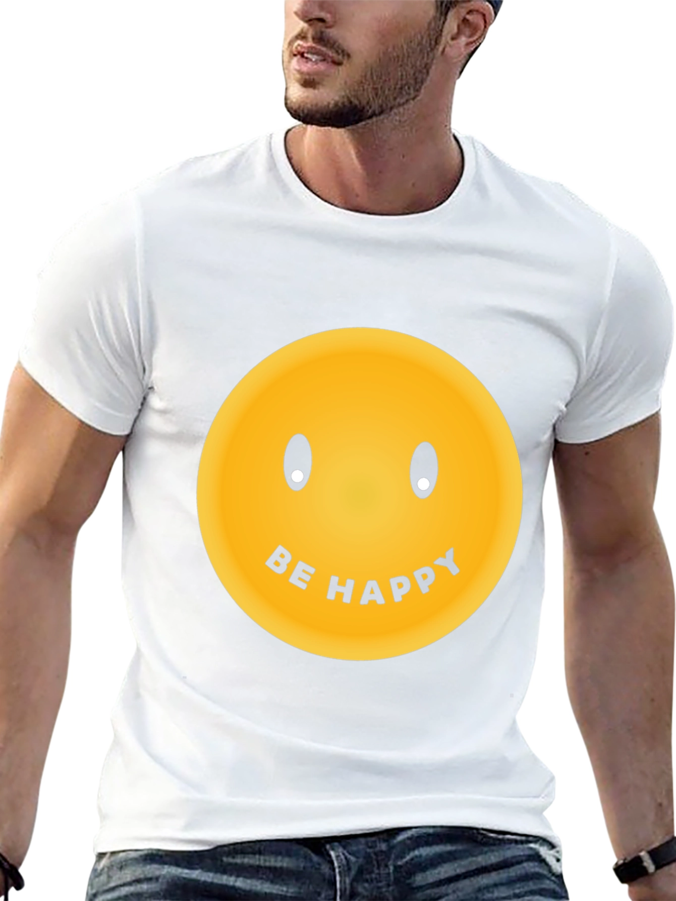 Be Happy Graphic Tee - Classic Smiley Face T-Shirt