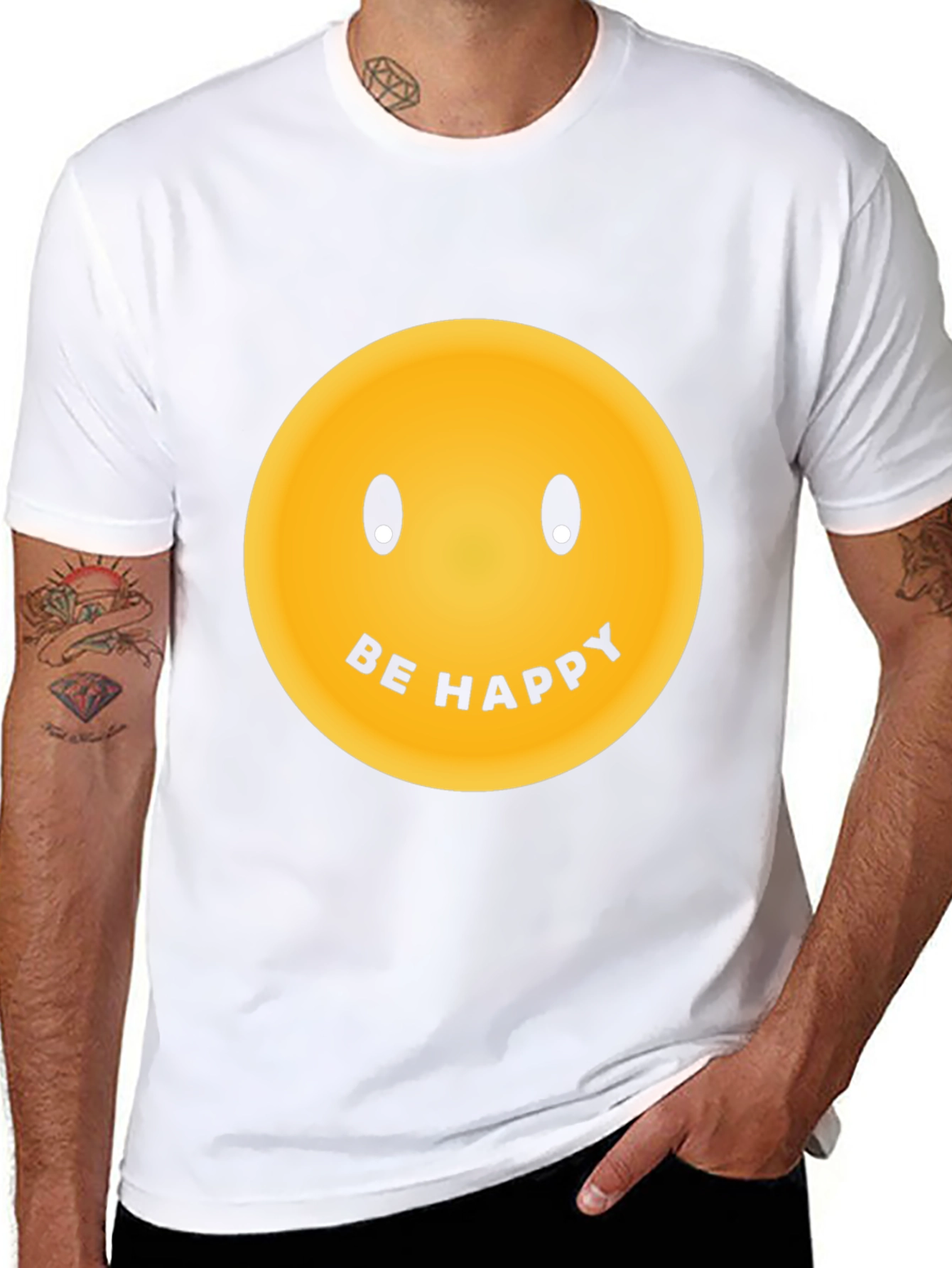 Be Happy Graphic Tee - Classic Smiley Face T-Shirt