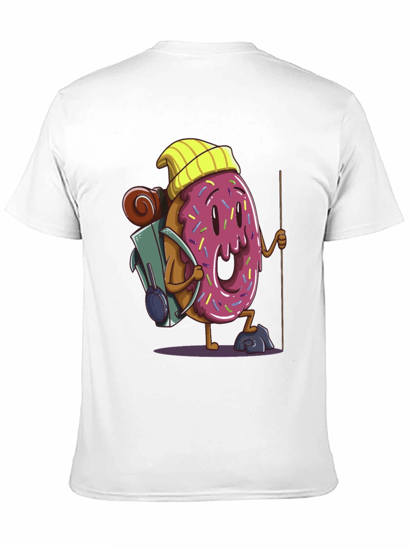 Donut Hiker Graphic Tee - Black Cotton T-Shirt