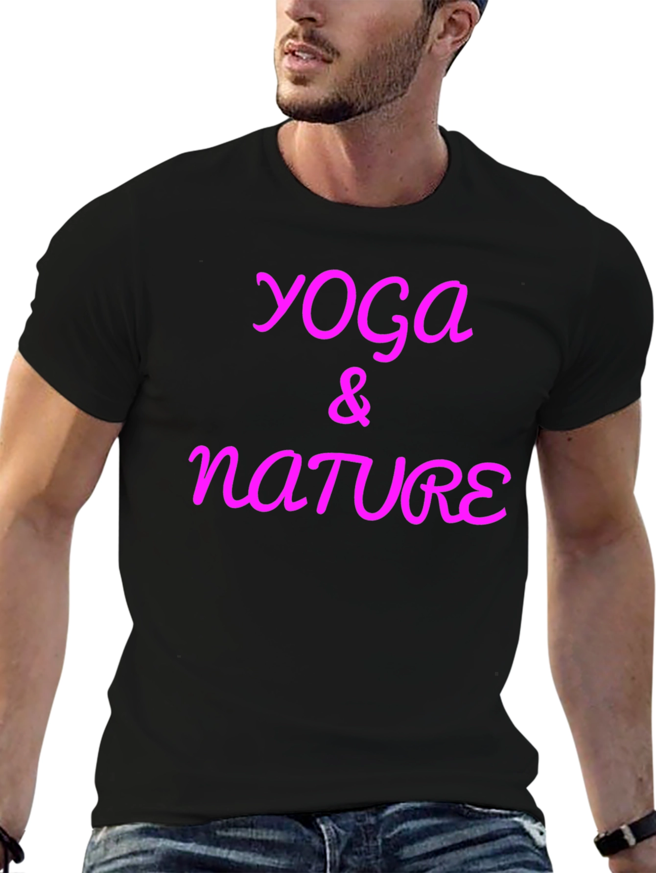 Yoga & Nature Graphic Tee - Casual Black T-Shirt