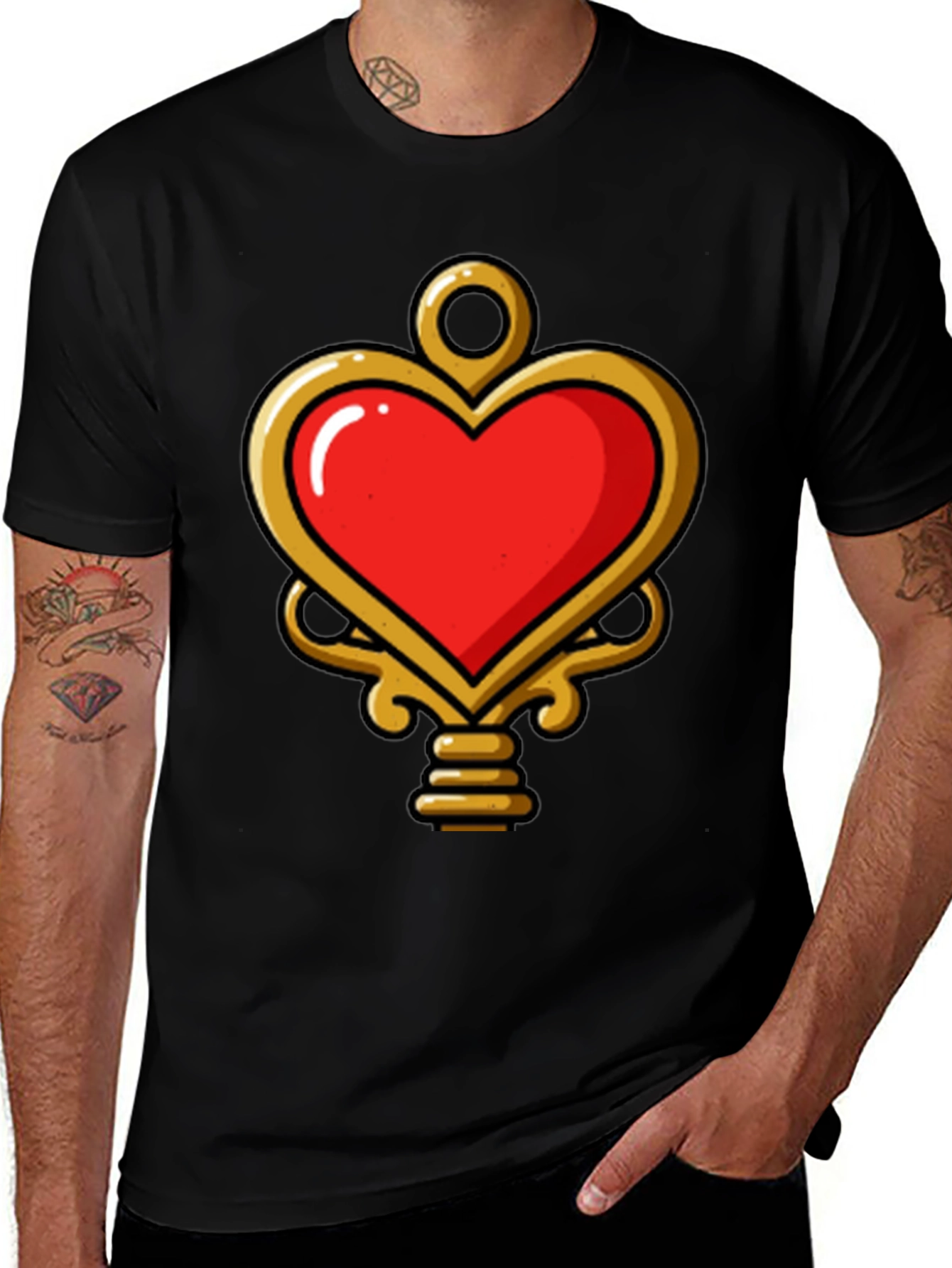 Heart Key Graphic Tee - Trendy Unisex Design