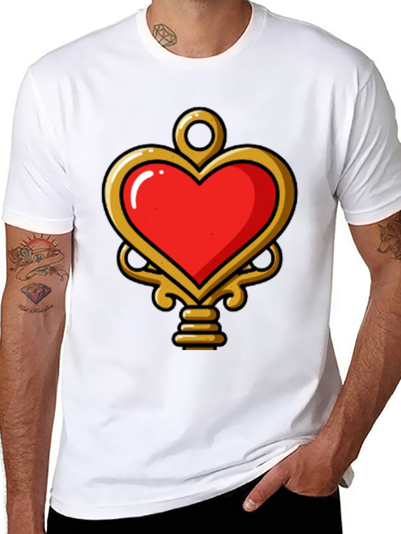 Heart Key Graphic Tee - Trendy Unisex Design