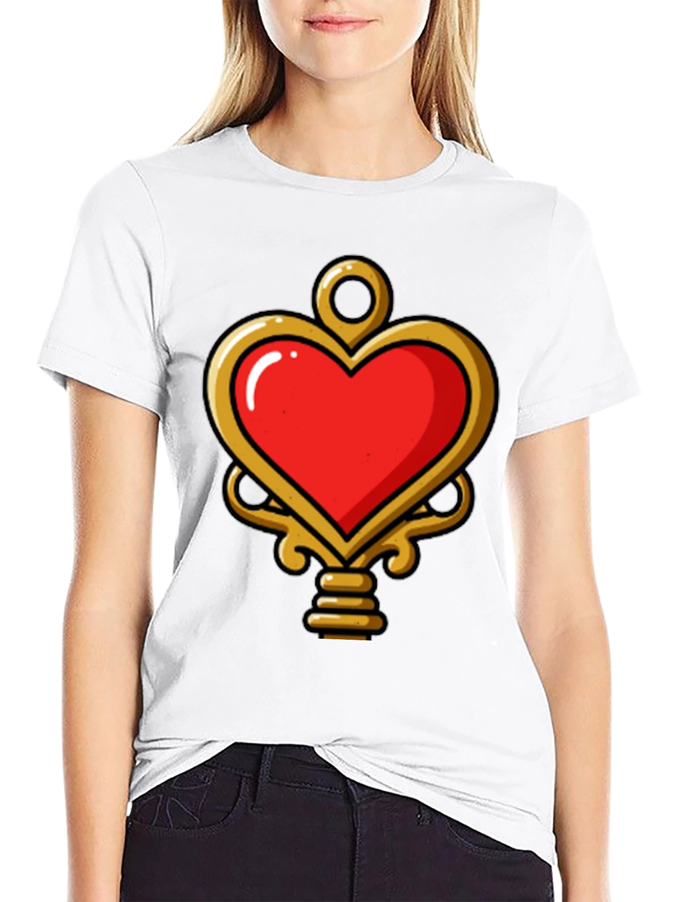 Heart Key Graphic Tee - Trendy Unisex Design