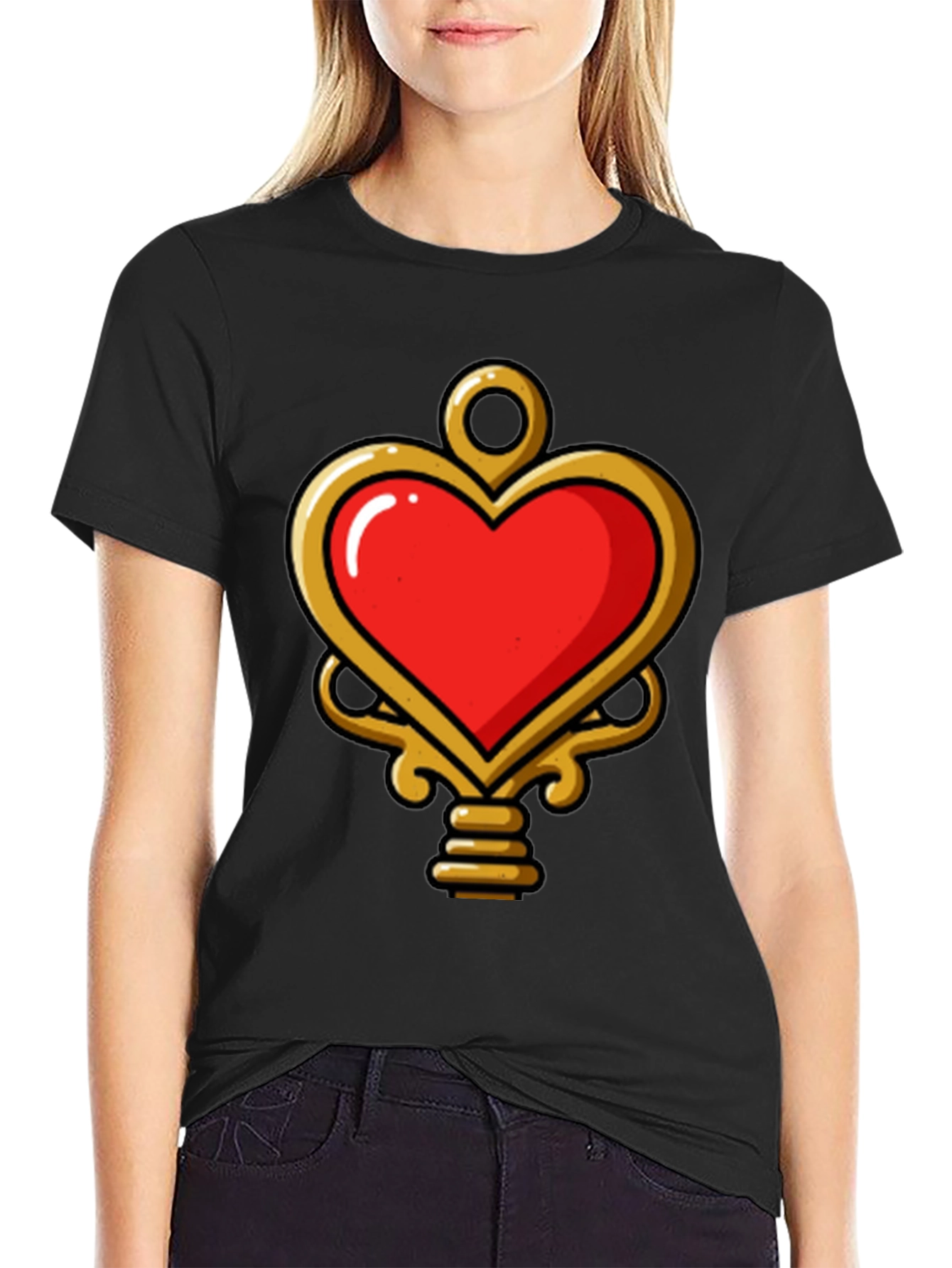 Heart Key Graphic Tee - Trendy Unisex Design