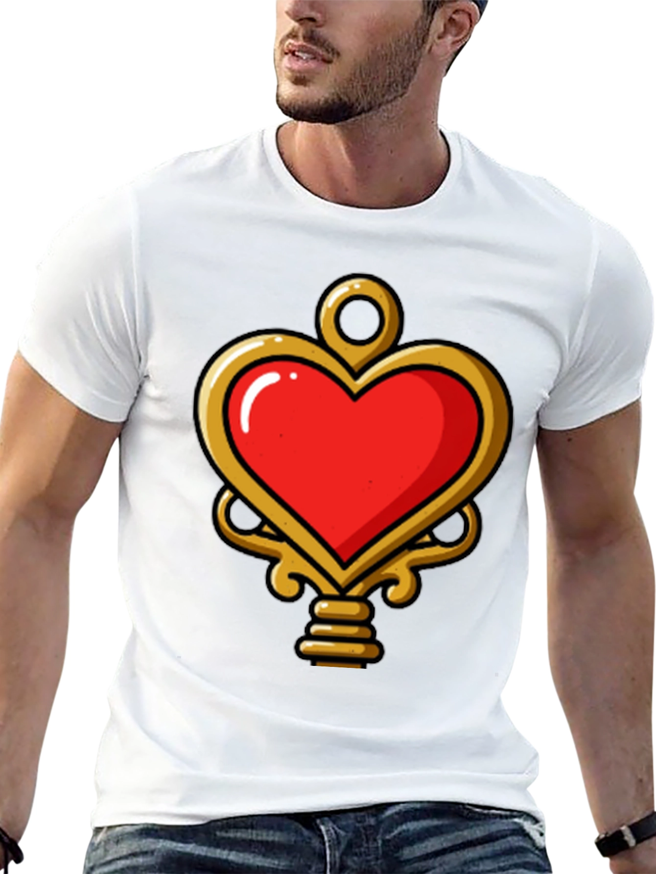 Heart Key Graphic Tee - Trendy Unisex Design