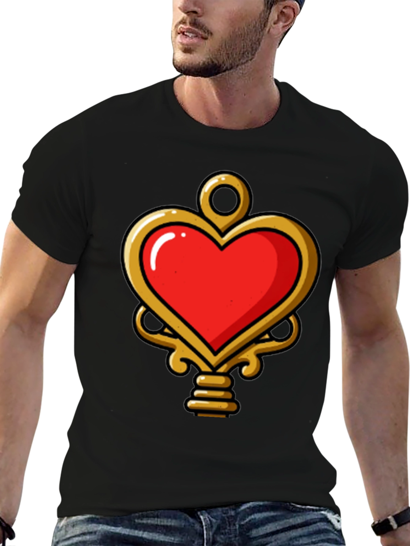 Heart Key Graphic Tee - Trendy Unisex Design