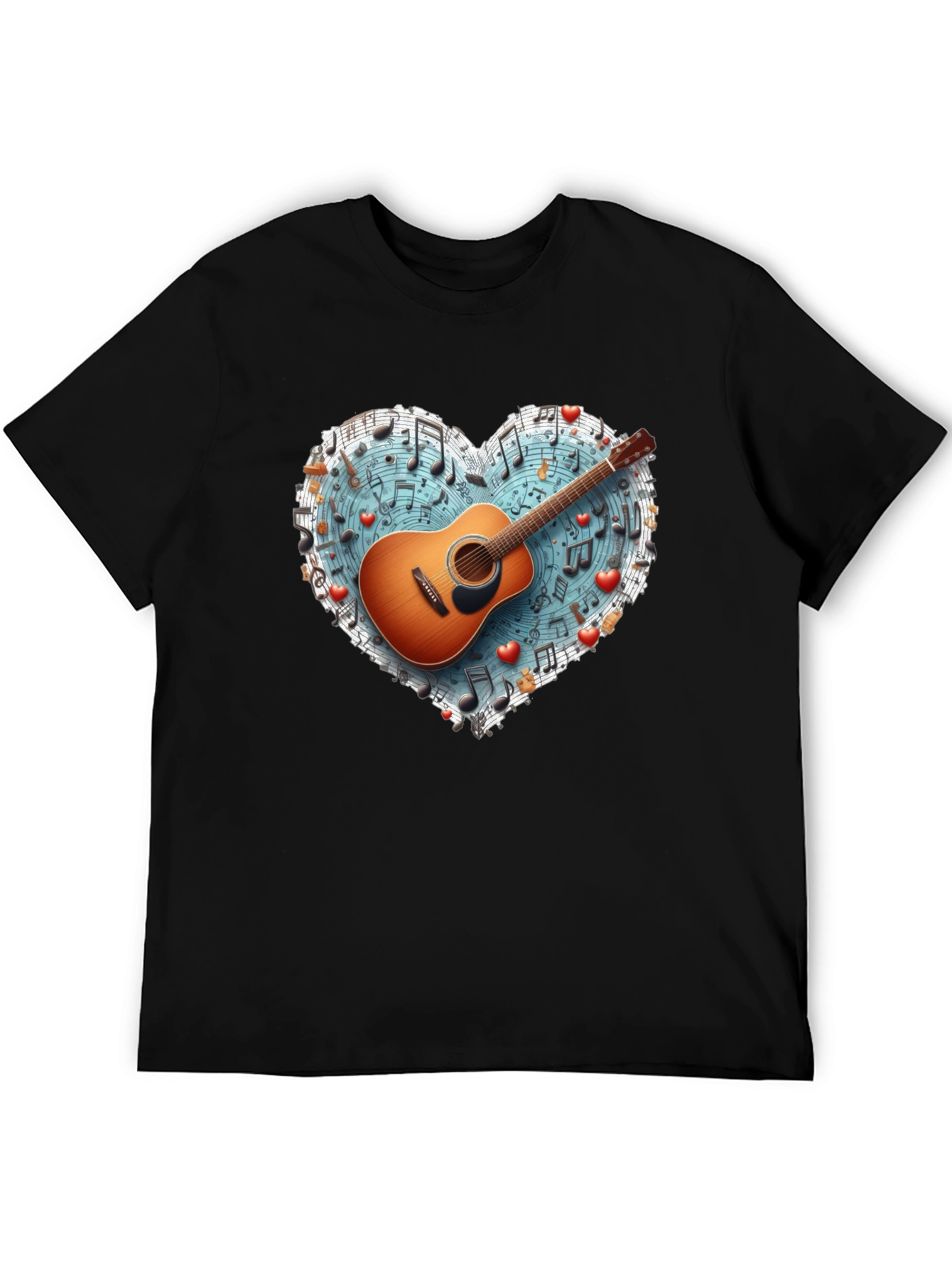 Music Lovers Guitar Heart T-Shirt