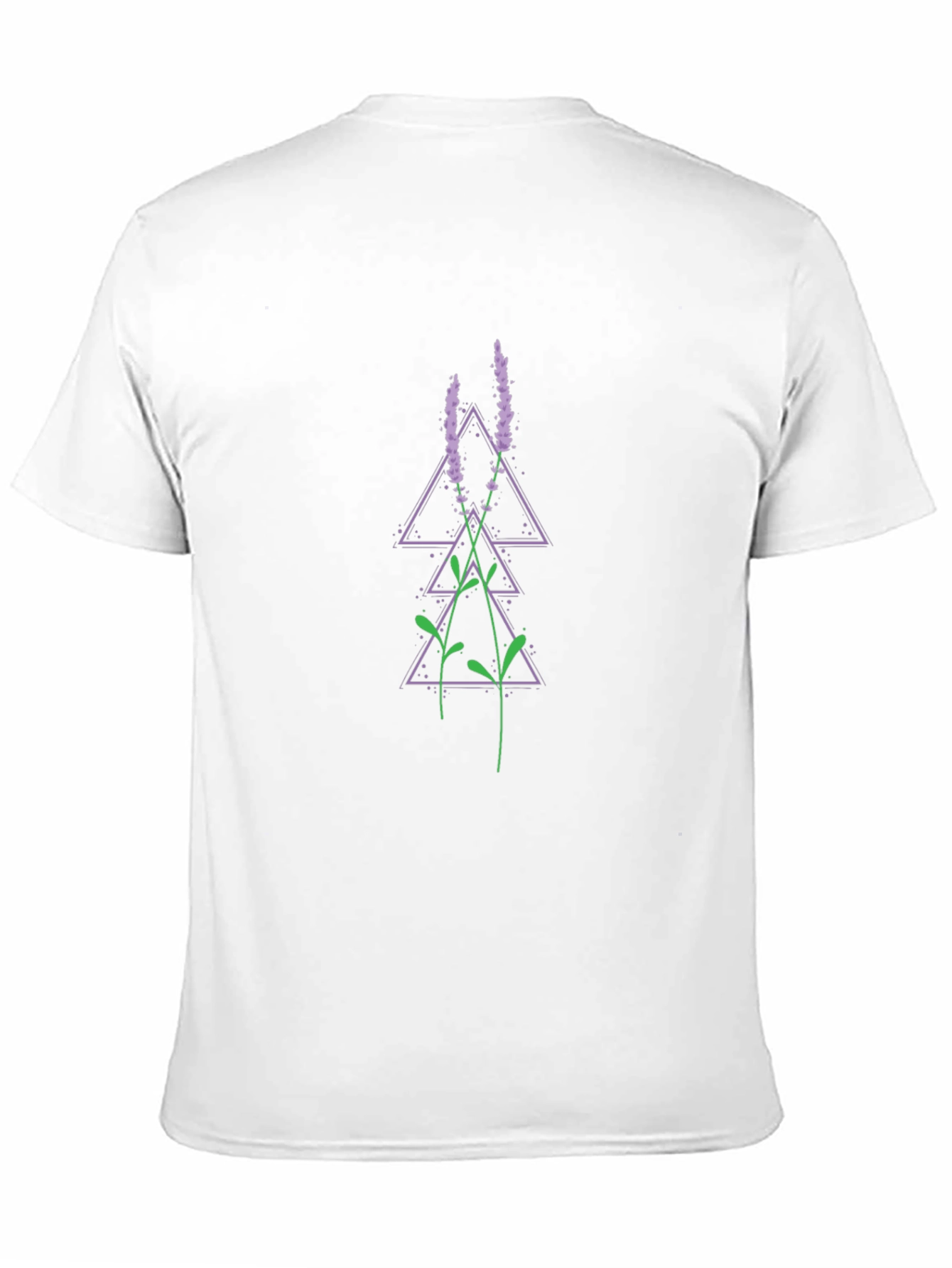 Geometric Lavender Print Black T-Shirt
