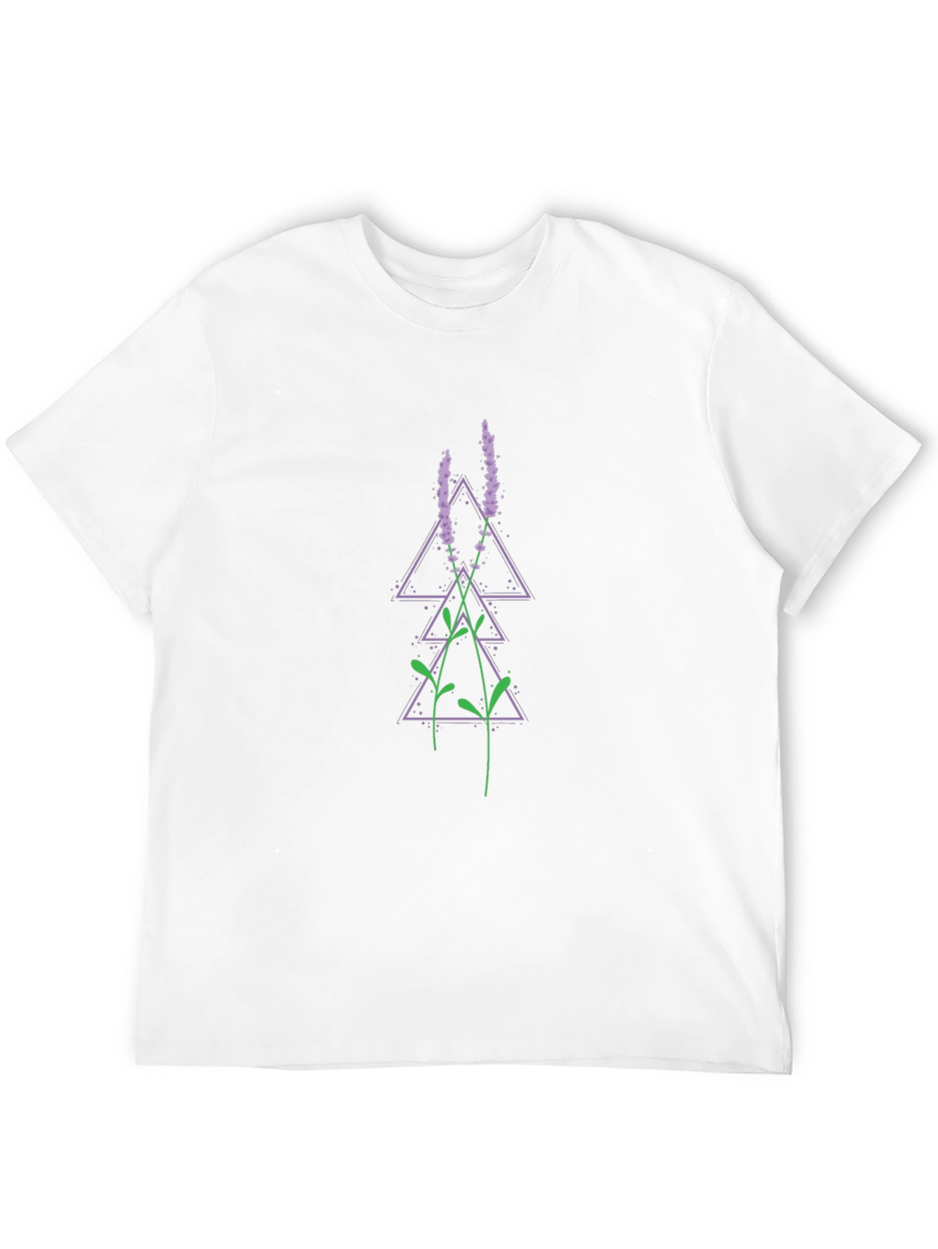 Geometric Lavender Print Black T-Shirt