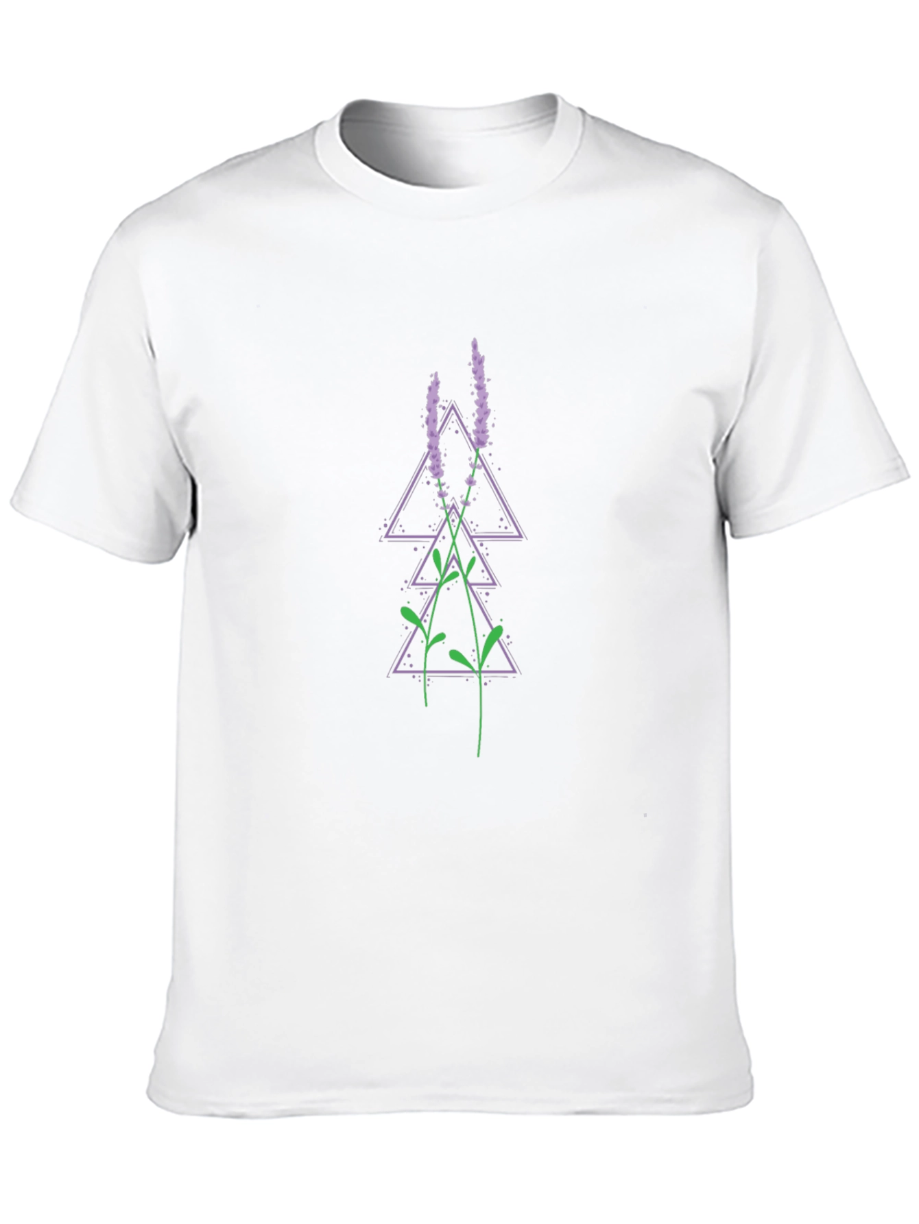 Geometric Lavender Print Black T-Shirt