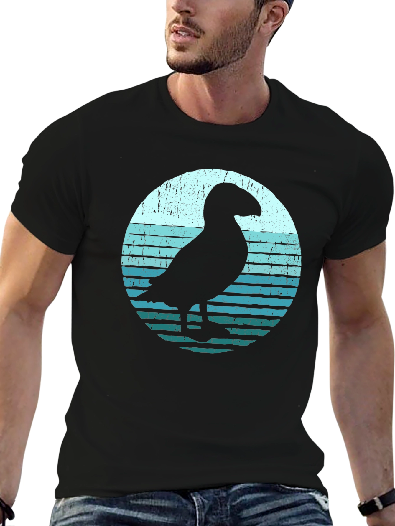 Puffin Silhouette Graphic Tee - Black