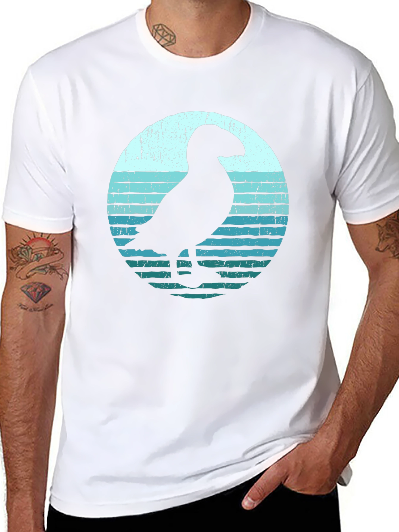 Puffin Silhouette Graphic Tee - Black
