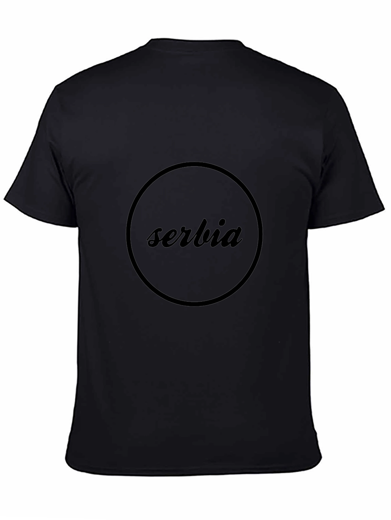 Serbia Black T-Shirt - Stylish Round Design