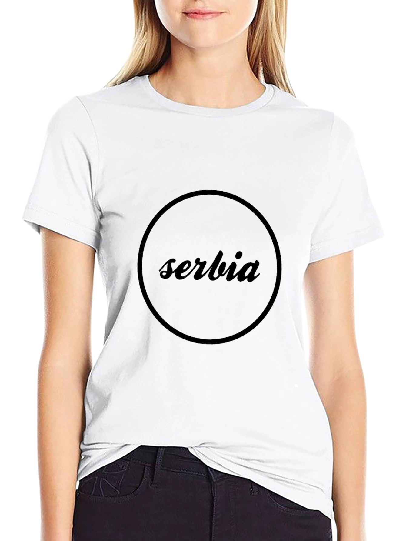 Serbia Black T-Shirt - Stylish Round Design