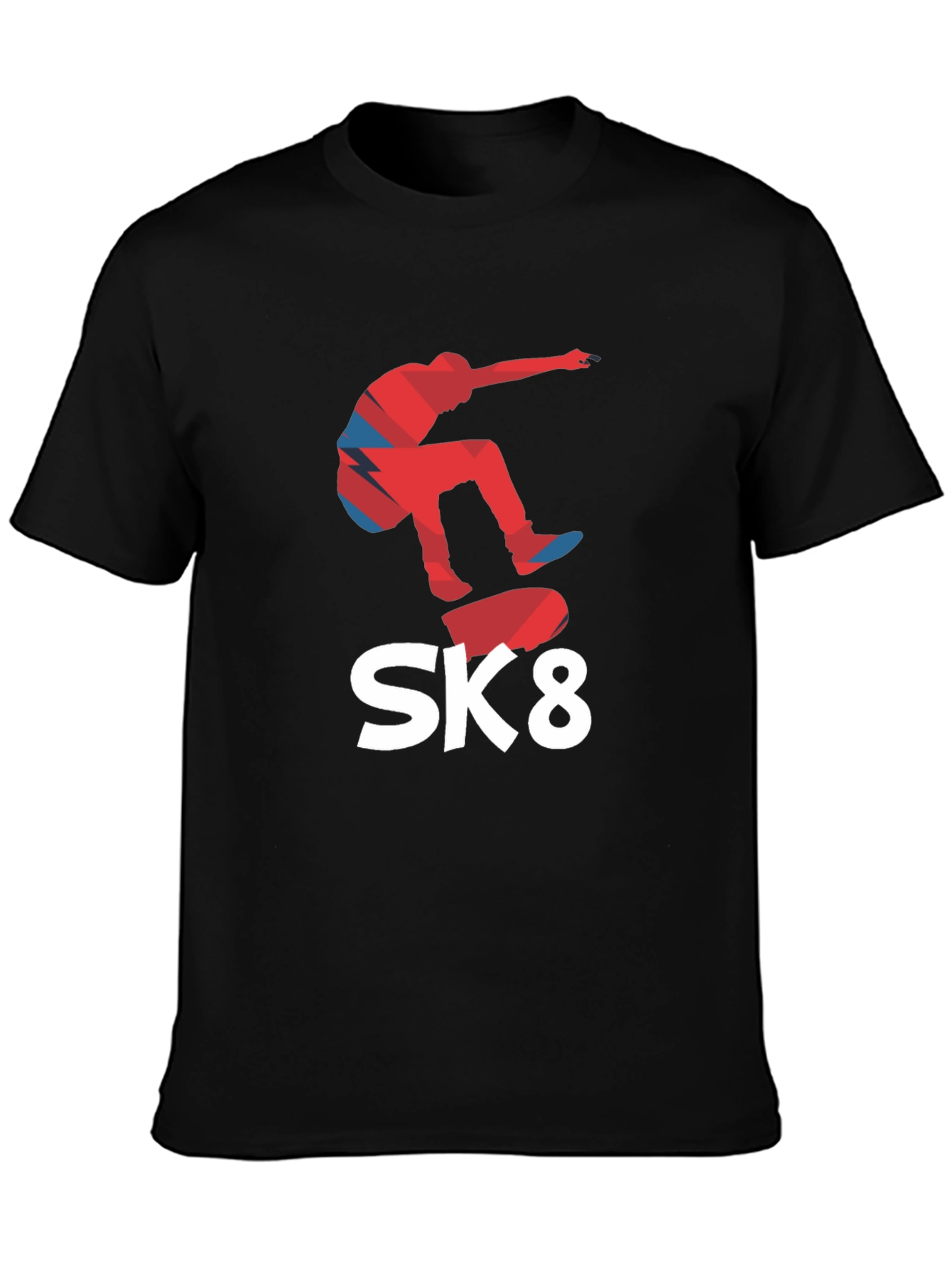 Cool SK8 Skateboarder Graphic Tee - Black
