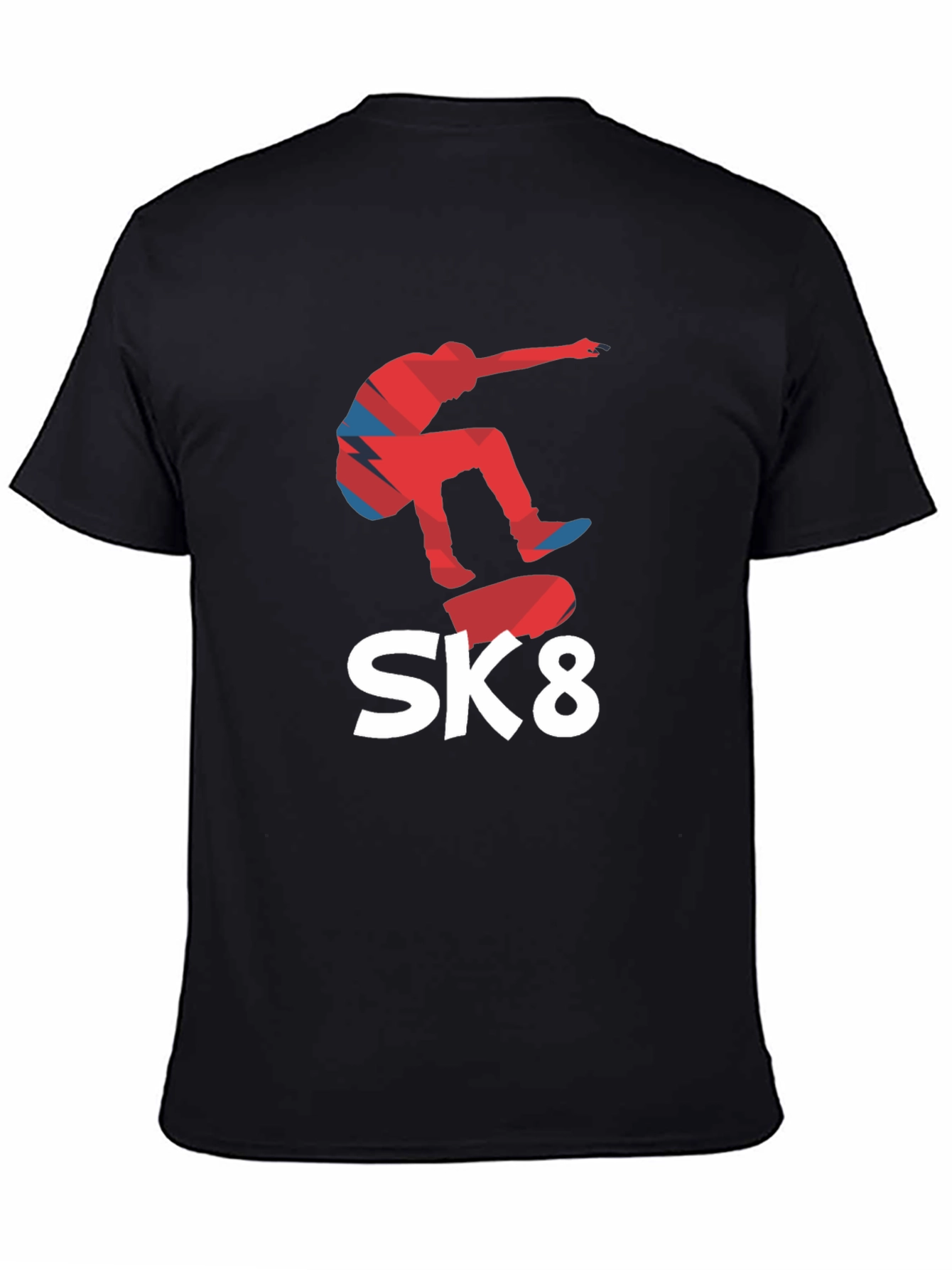 Cool SK8 Skateboarder Graphic Tee - Black