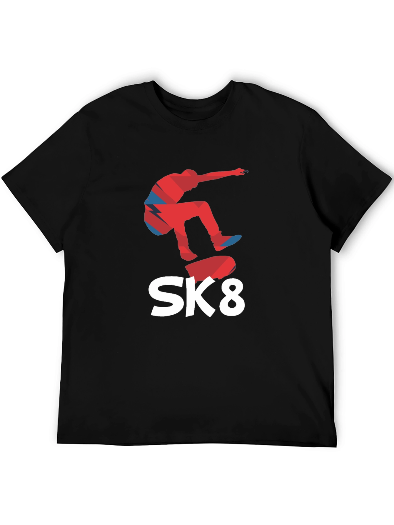 Cool SK8 Skateboarder Graphic Tee - Black
