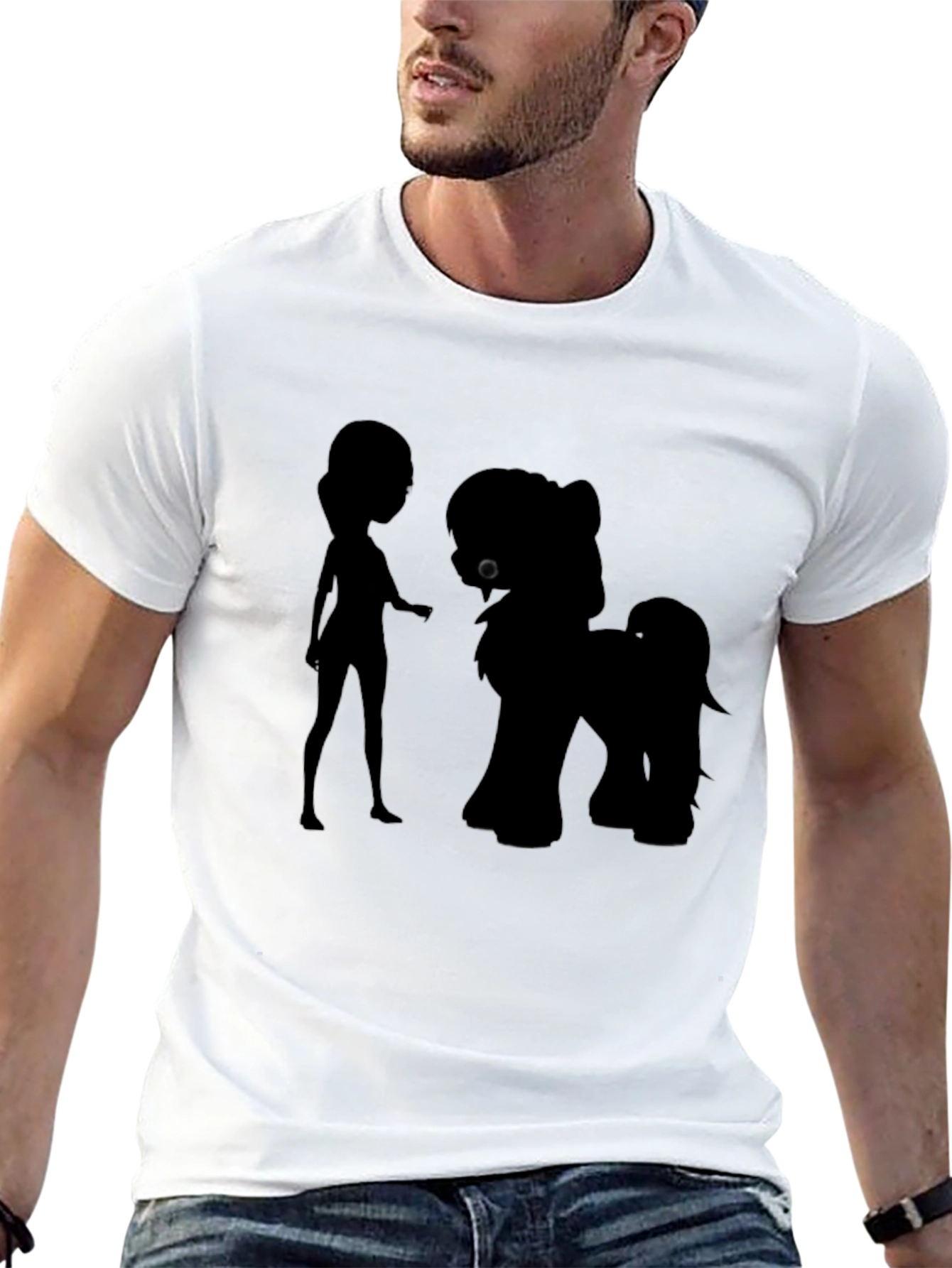Silhouette Girl & Pony Black Graphic Tee