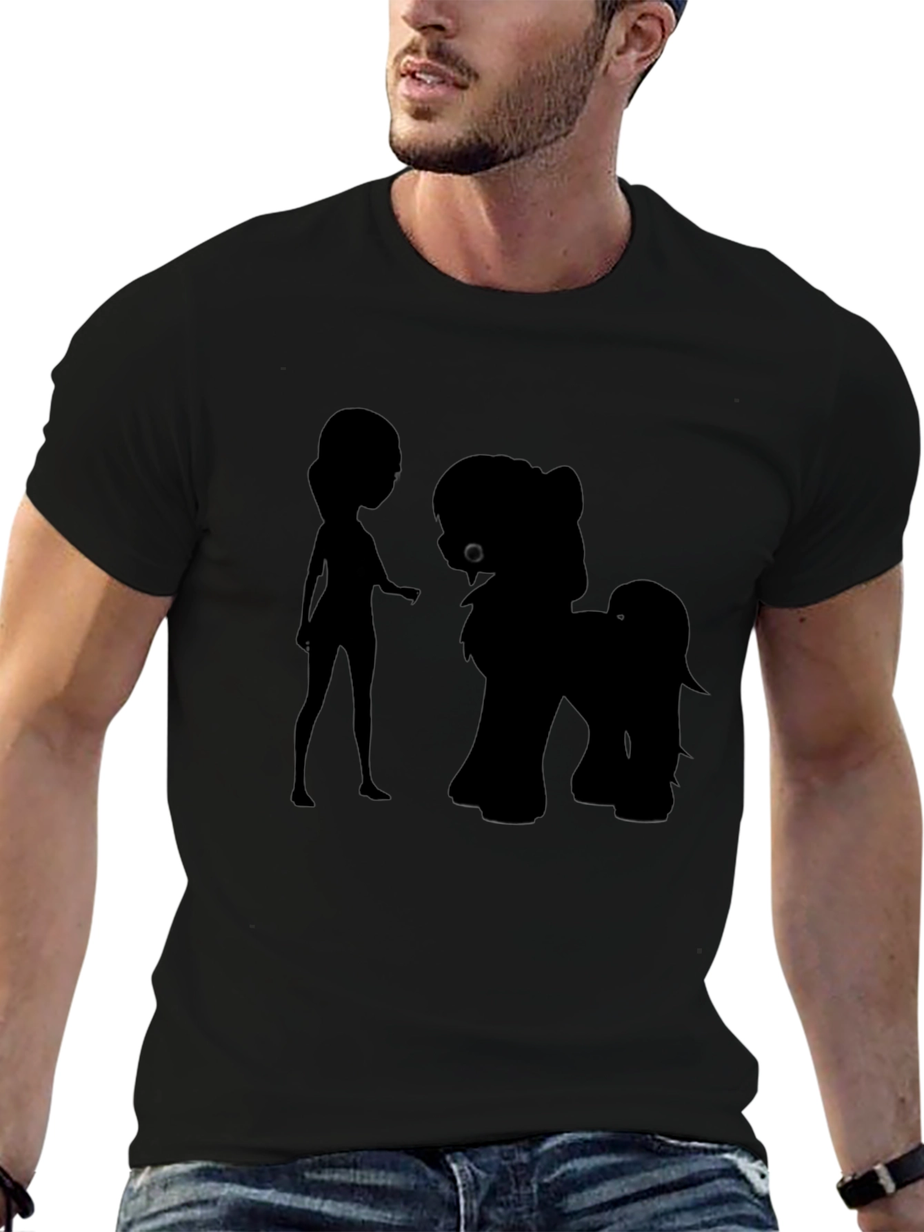Silhouette Girl & Pony Black Graphic Tee