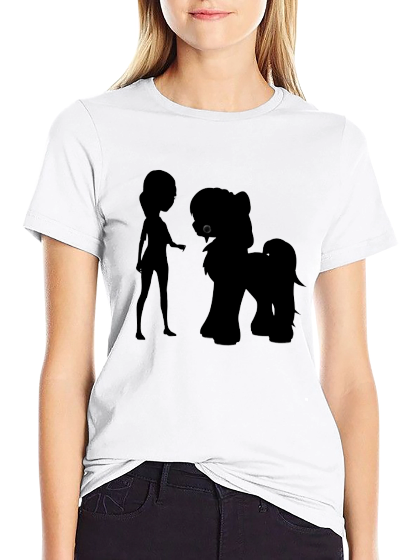 Silhouette Girl & Pony Black Graphic Tee