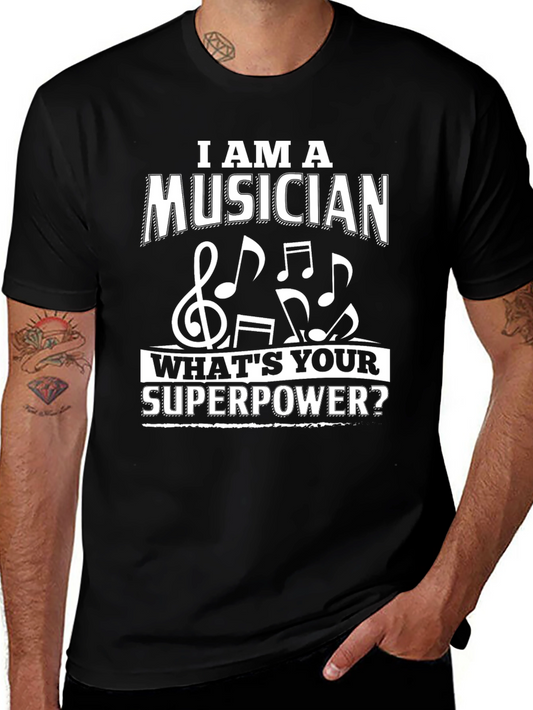 Musician Superpower T-Shirt - Black Graphic Tee