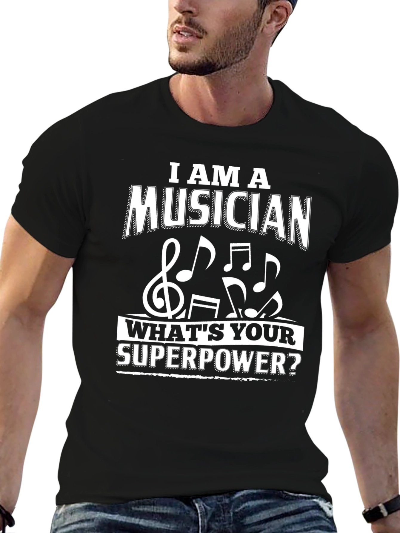Musician Superpower T-Shirt - Black Graphic Tee
