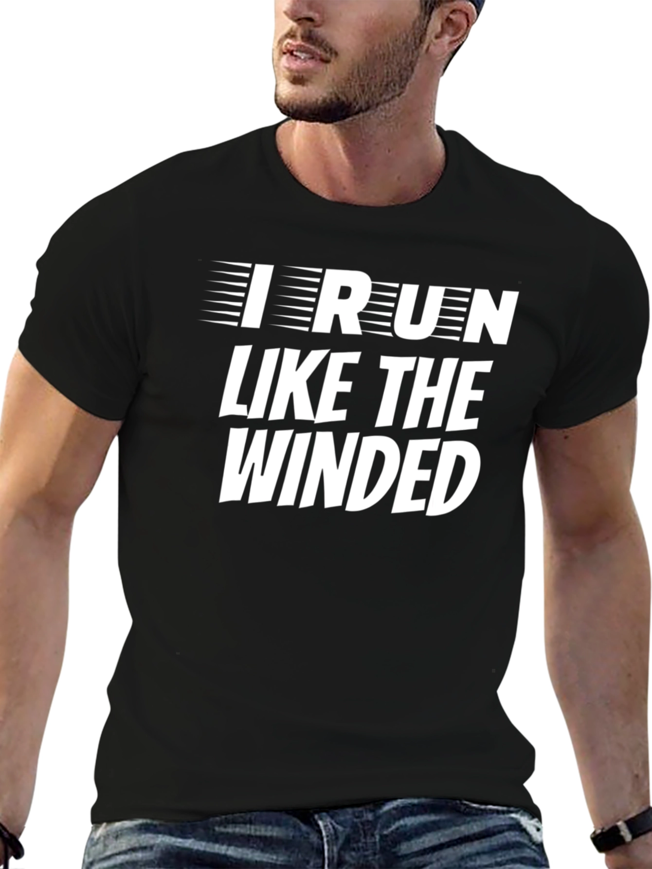 I Run Like The Winded Mens Black Graphic T-Shirt