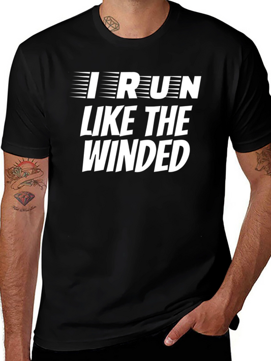 I Run Like The Winded Mens Black Graphic T-Shirt