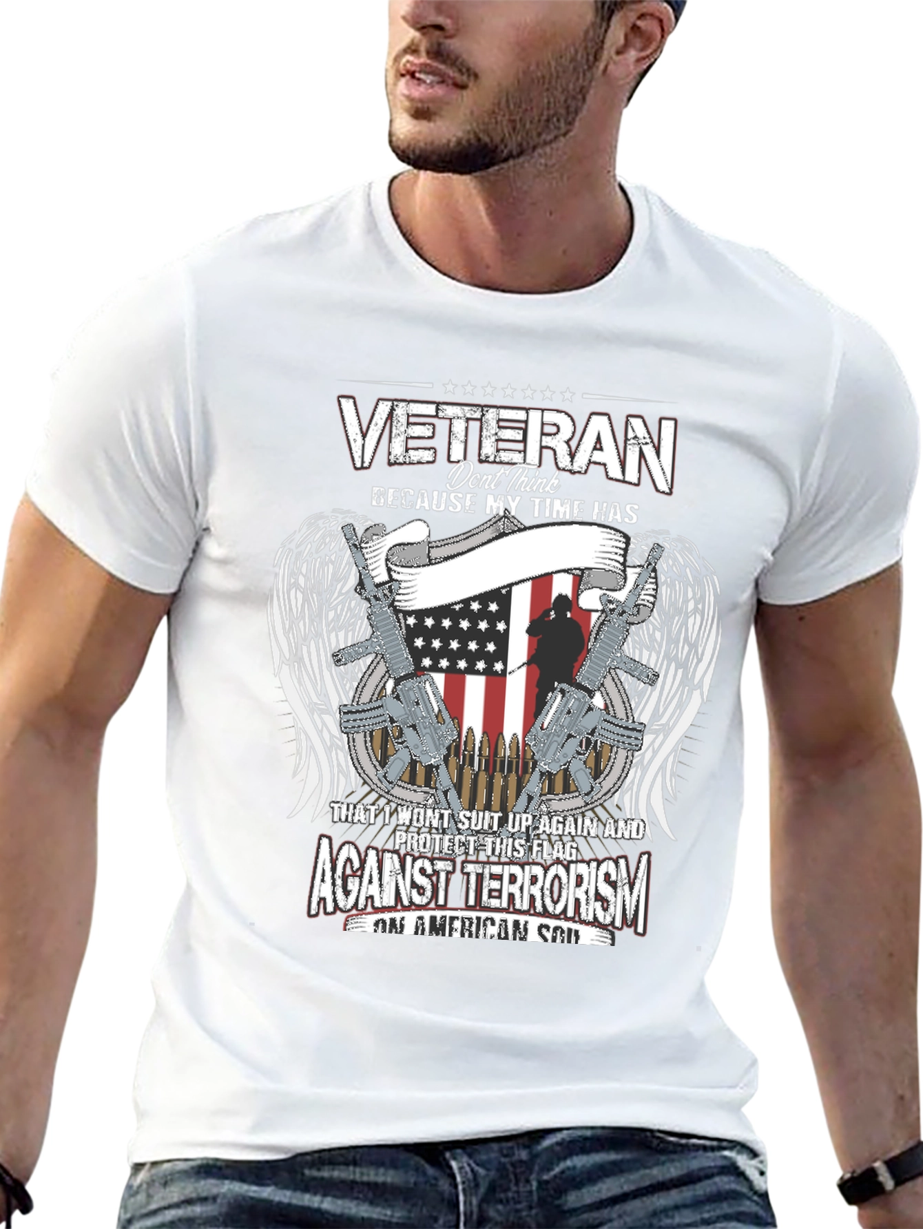 Veteran Against Terrorism Patriotic Graphic T-Shirt