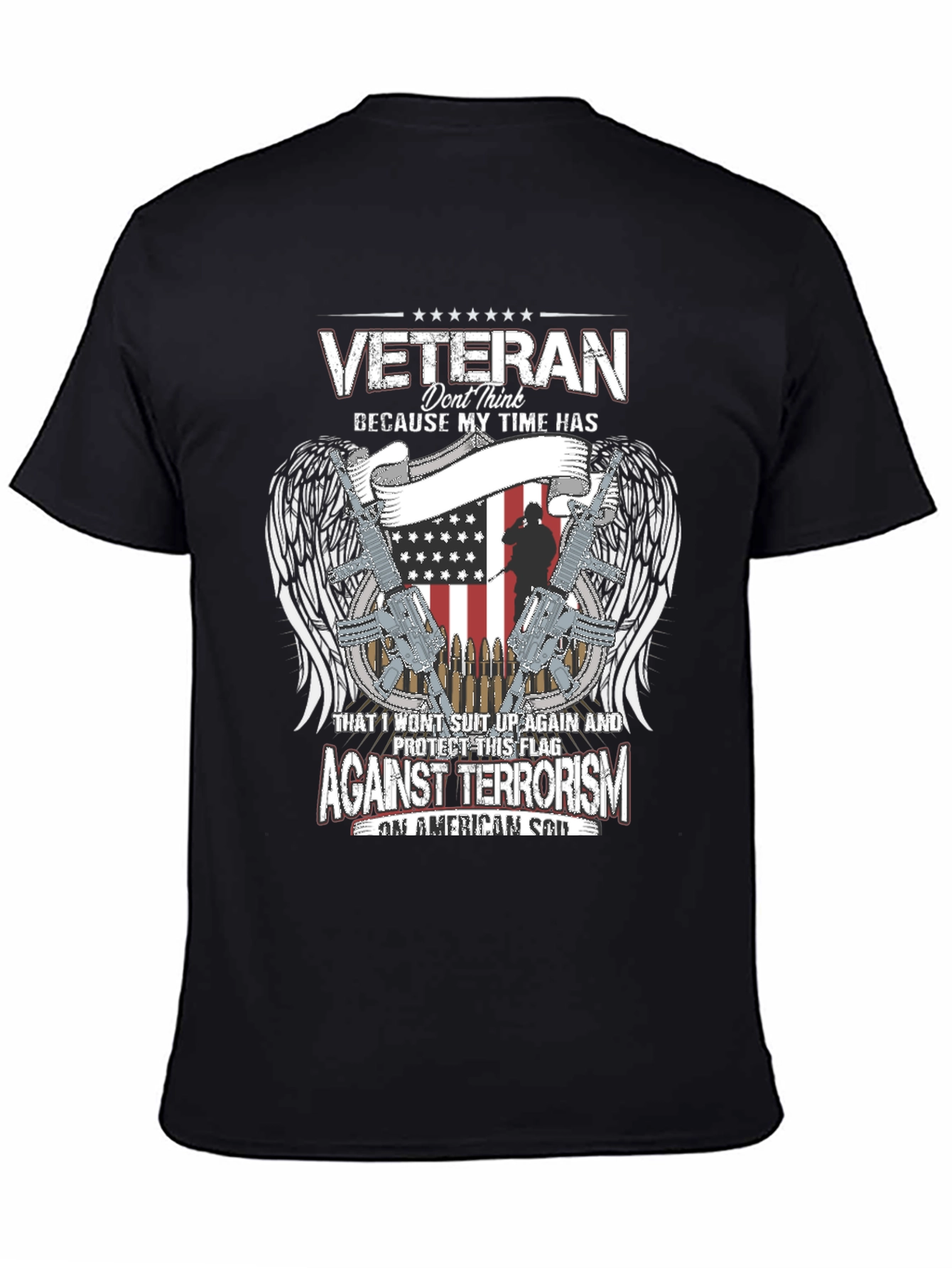 Veteran Against Terrorism Patriotic Graphic T-Shirt
