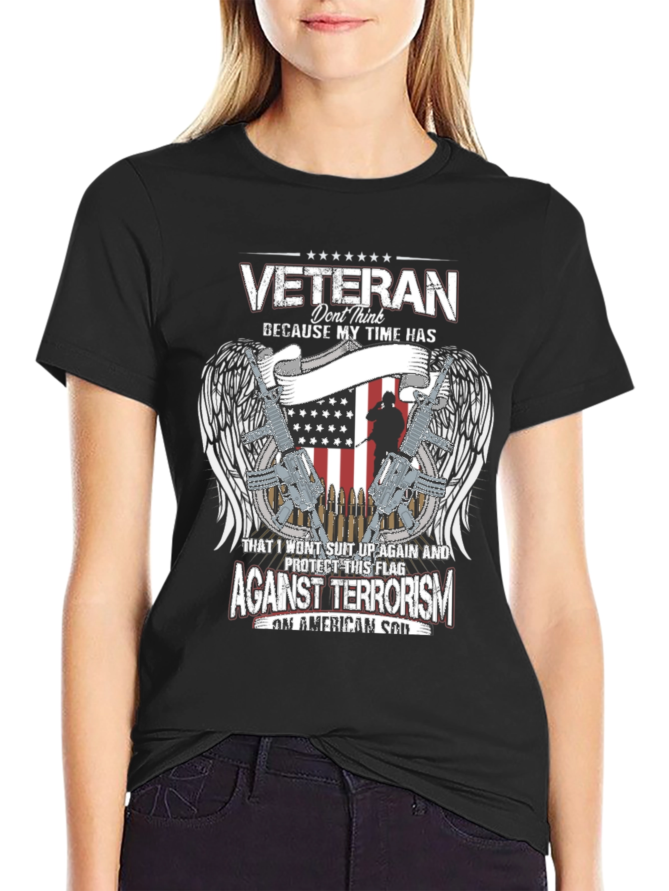 Veteran Against Terrorism Patriotic Graphic T-Shirt