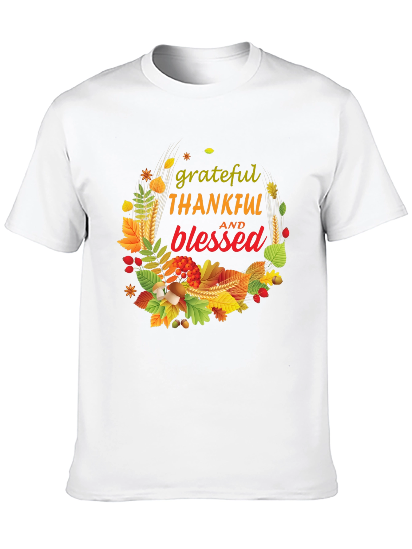 Grateful Thankful Blessed Fall Wreath T-Shirt