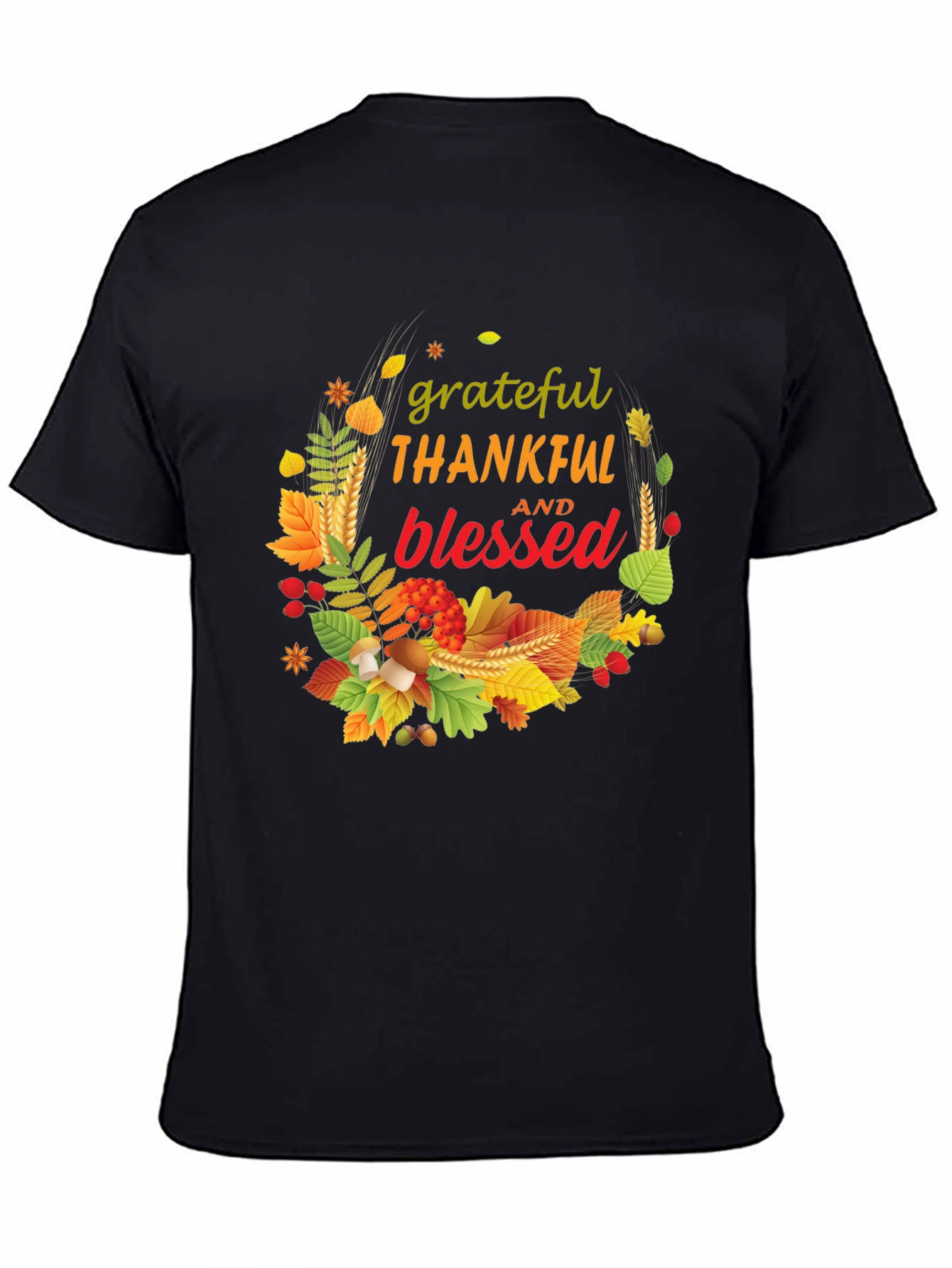 Grateful Thankful Blessed Fall Wreath T-Shirt