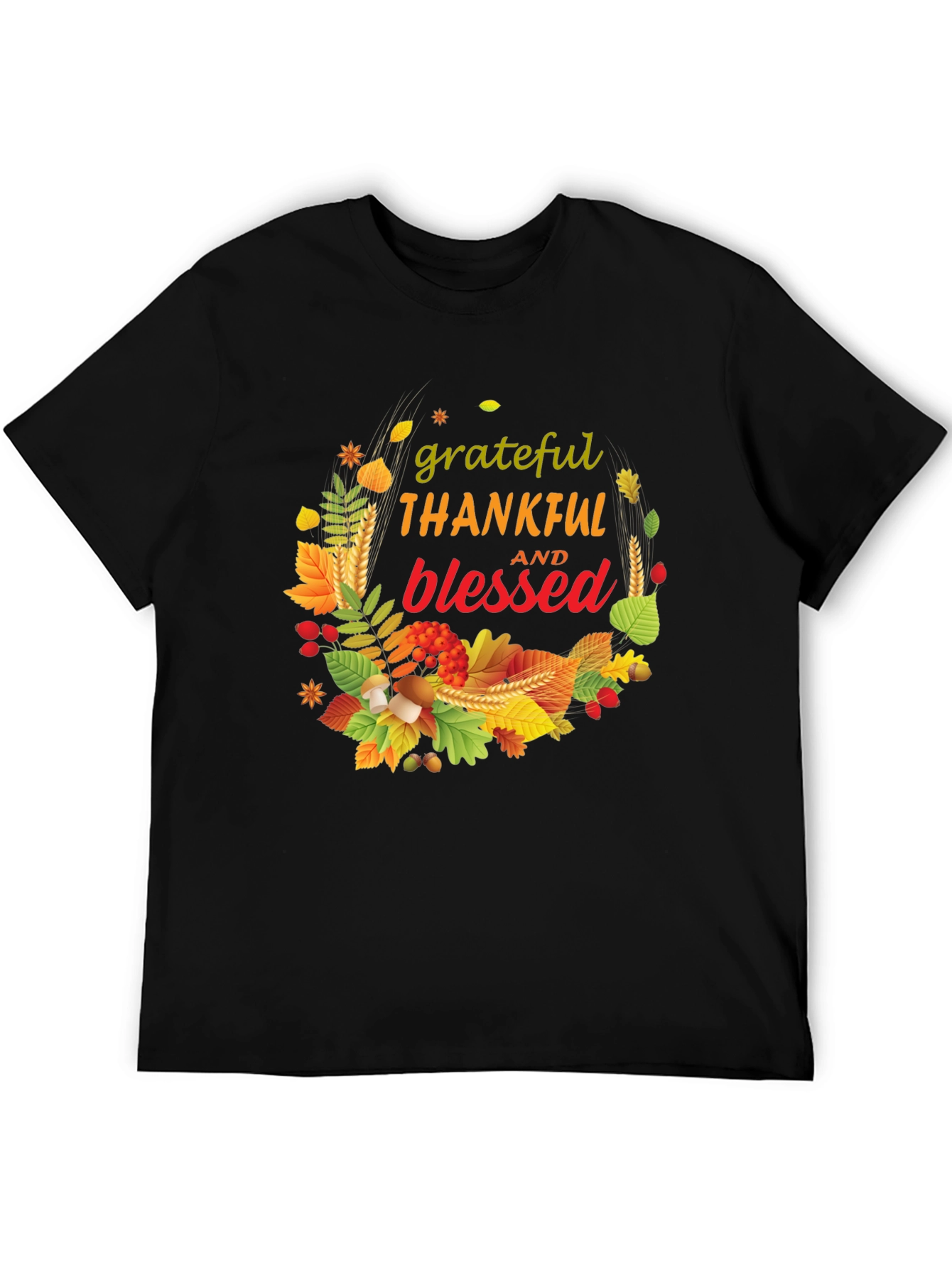 Grateful Thankful Blessed Fall Wreath T-Shirt