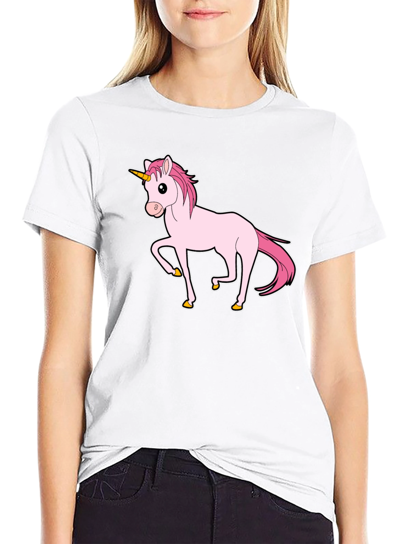Unicorn Graphic Print T-Shirt - Black
