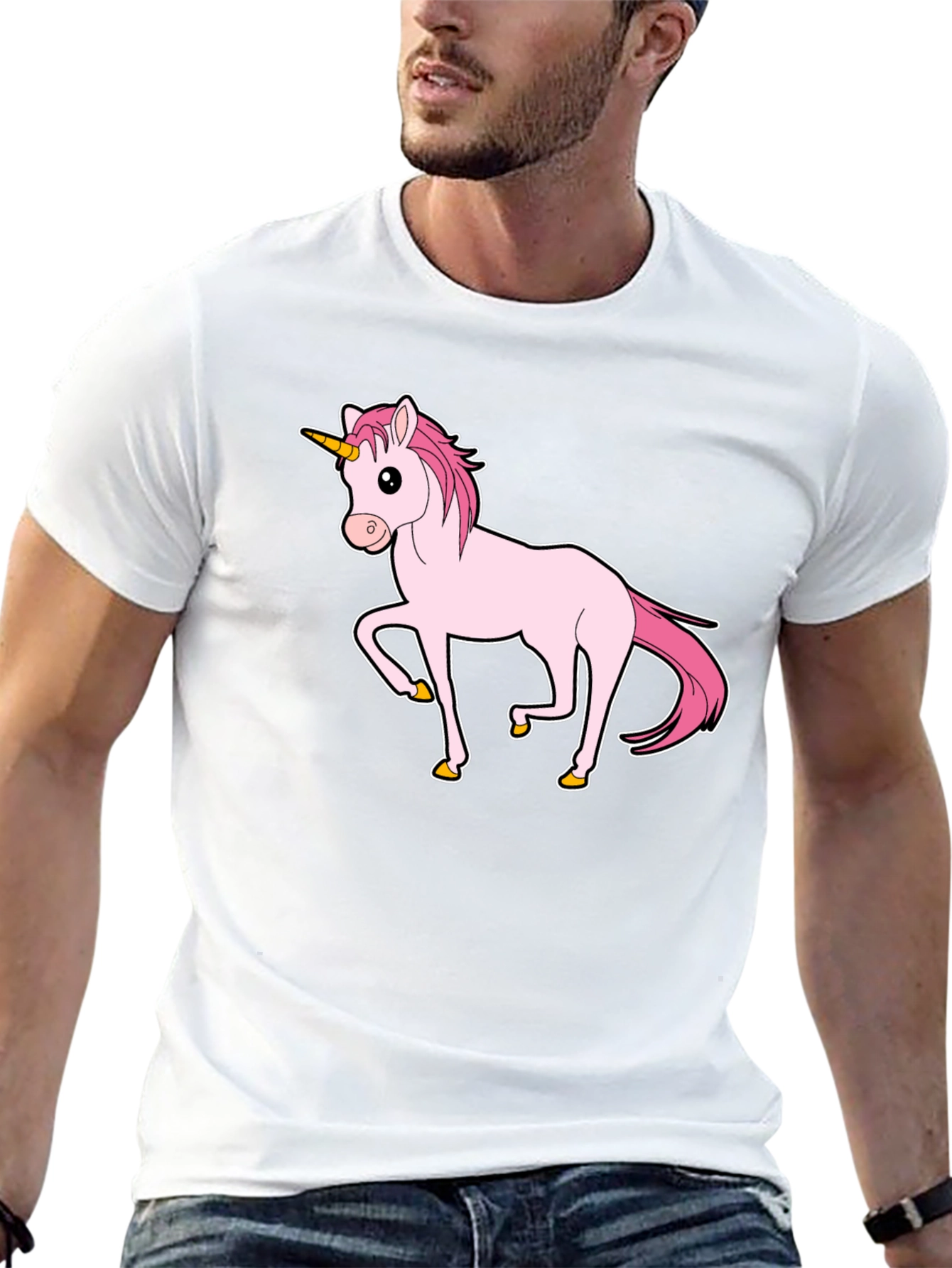 Unicorn Graphic Print T-Shirt - Black