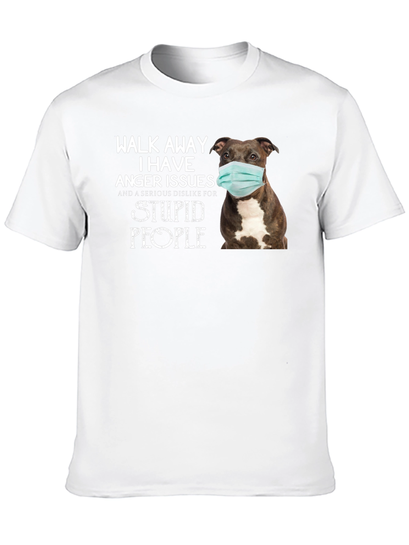 Walk Away Anger Issues Pitbull Face Mask Black T-Shirt