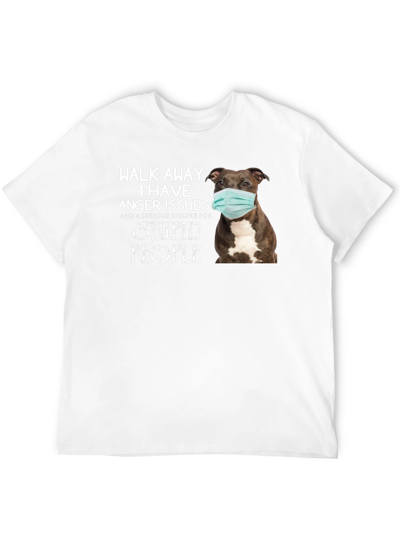 Walk Away Anger Issues Pitbull Face Mask Black T-Shirt
