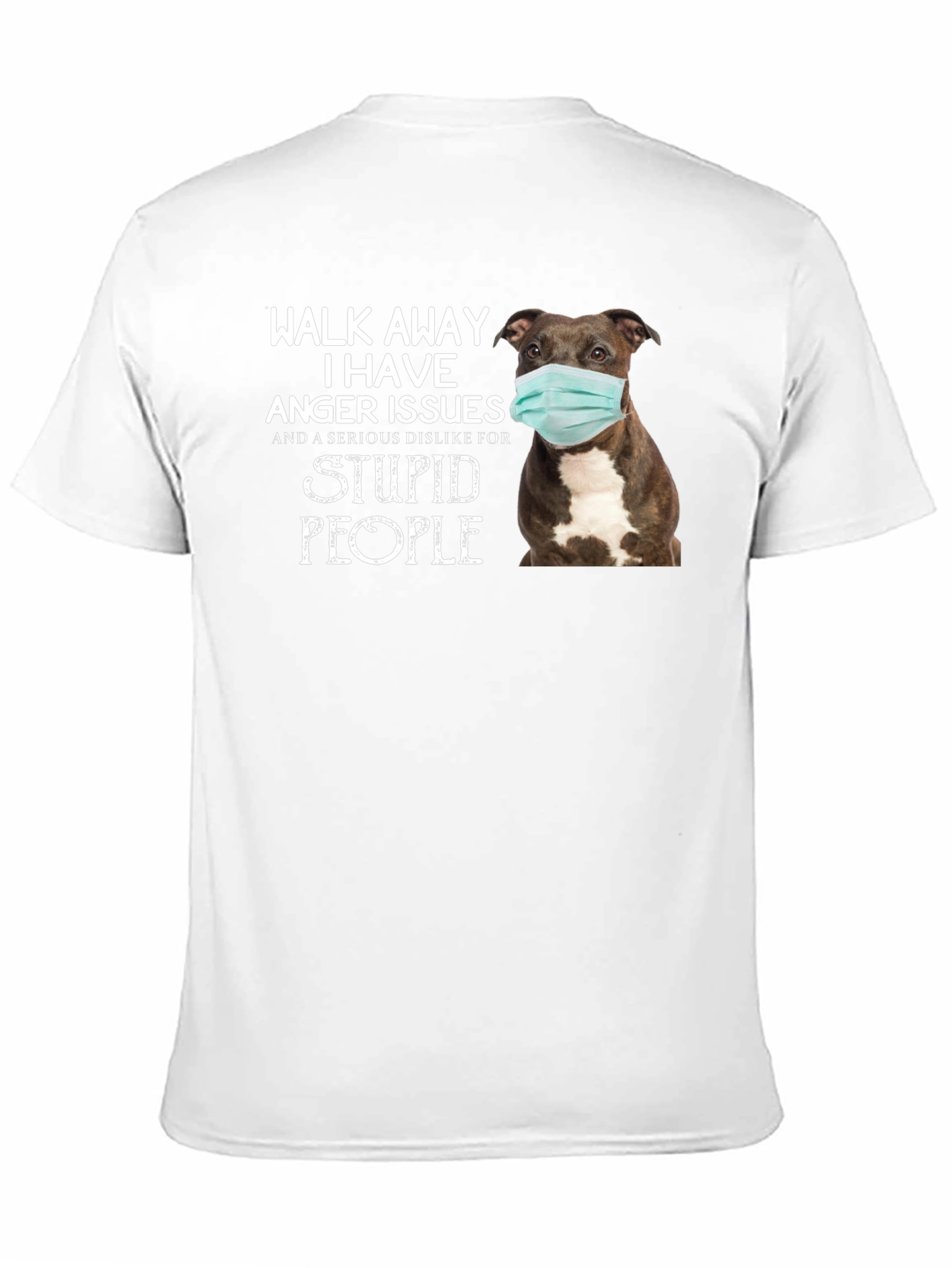 Walk Away Anger Issues Pitbull Face Mask Black T-Shirt