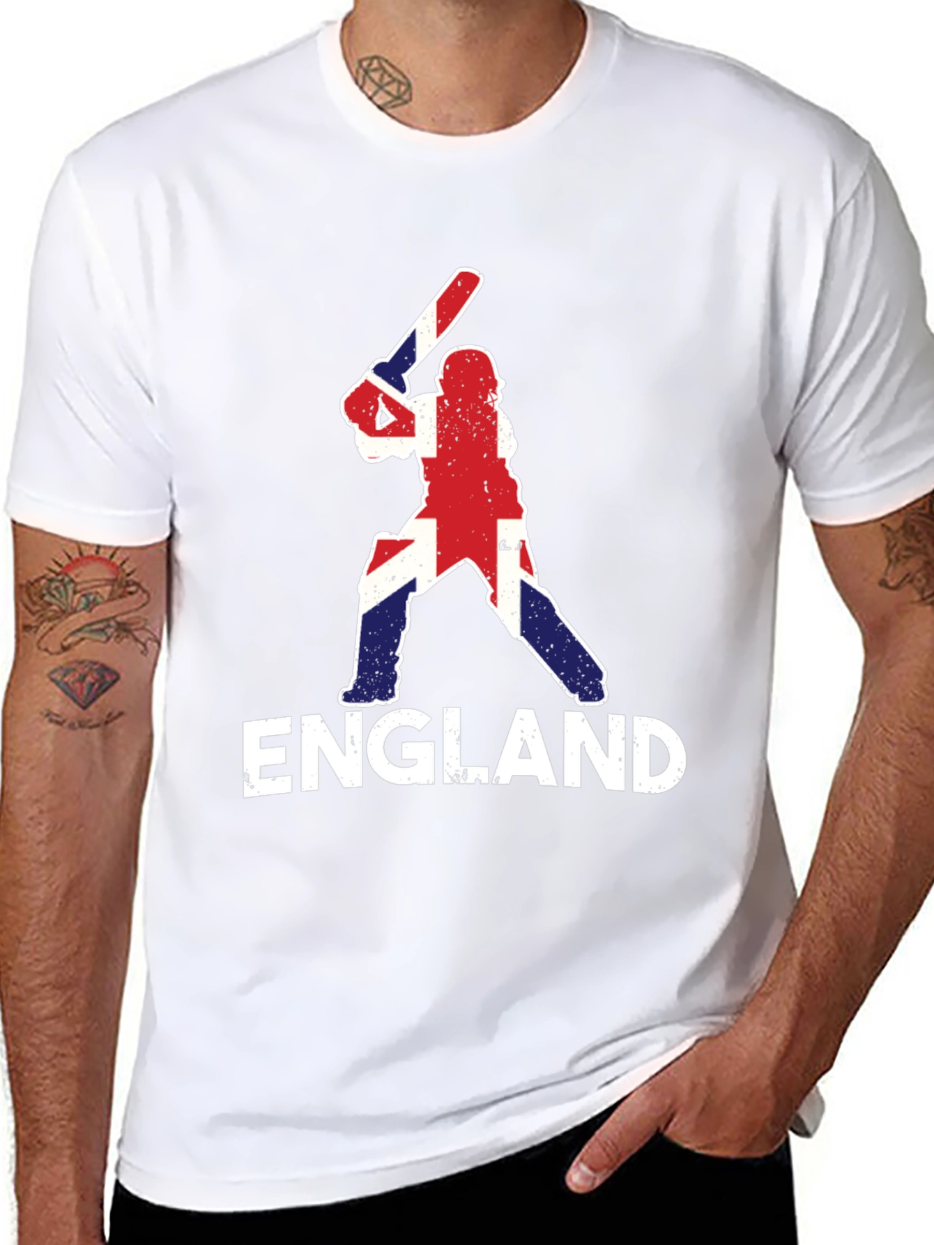 England Cricket T-Shirt - Union Jack Batter Design