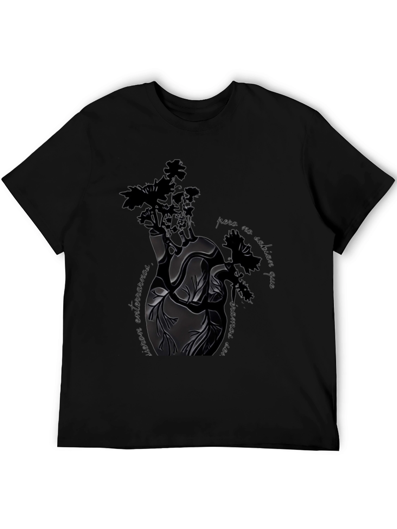 Heart & Flowers Black Graphic Tee